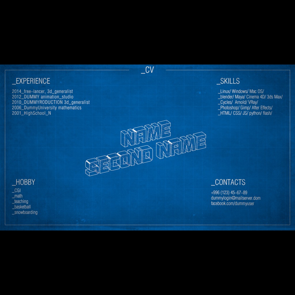 Blueprint style CV preview image 1